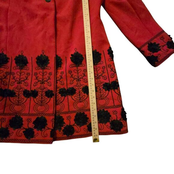 Peter Nygard Floral Dark Academia Jacket Coat Heavy Red Size 14 Whimsigoth - Picture 10 of 10
